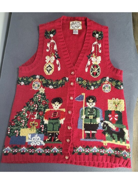 Heirloom Collectibles Sweaters - VTG Heirloom Collectibles Ugly Christmas Sweater Vest Nutcracker Holiday SZ S